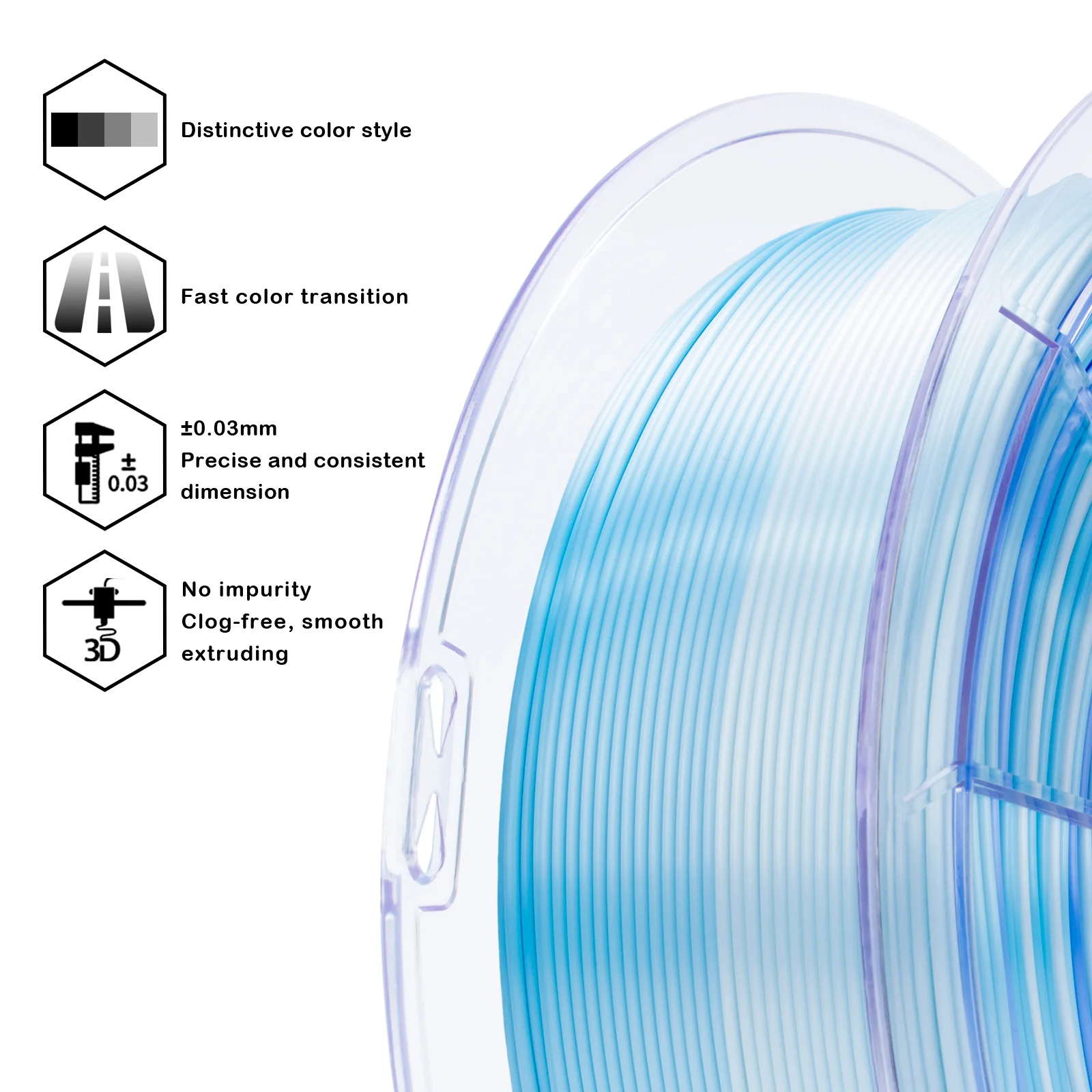 X3D Pro Gradient Silk PLA  - Ice Blue - Image 3